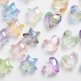 20PCS Focal Beads for Pens, 20MM UV Transparent Facted Star Large Acrylic Loose Beads Phone Lanyard Keychain Pen Accessories, Coloful Charms Beads for Jewelry Bracelet Making DIY Projects