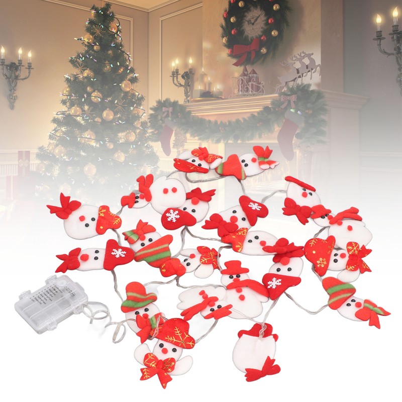 Snowman String Lights Cute Snowman Design 6.6ft Long Remote Control