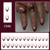 Mkwntg 24Pcs Red French Tip Press on Nails Short Almond