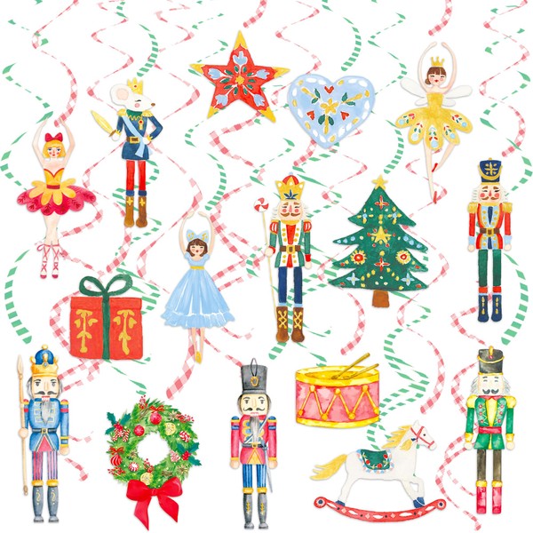 Christmas Nutcracker Hanging Swirls 20Pcs Nutcracker Party Hanging Decorations Christmas
