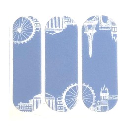 Light Blue June 2016 Stylebox Exclusive C1 - Jamberry Nail Wraps - 98K1 - Full Sheet - Navy Blue and White Floral