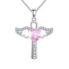 SHEAISRS Angel Birthstone Necklaces Heart Cross Necklace for Women 925