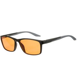 Cyxus Orange Blue Light Blocking Glasses for Men Women Gaming Glasses Redece Eye Strain Sleep Better（8304Y14 Black Frame Gray Temple）