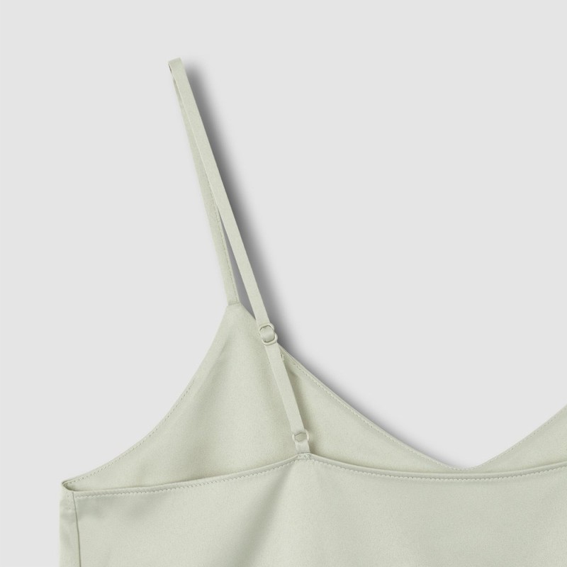 JAJU [JAJU] Women's Satin Stretch Slip Dress_Khaki Gray