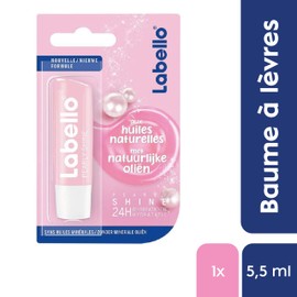 NIVEA Labello Pearly Shine Lip Balm Enriched with Natural Oils and Silk Beads, Lip Balm, Long-Lasting 24-Hour Moisture, Avocado, Rose, 5.5 ml