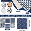 VISSTREE Swedish Dishcloths for Kitchen, Blue Japanese Pattern Dish Cloths