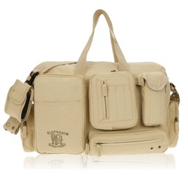 ELEPHANT Canvas Travel Bag XL 58 cm / 50 L Sports Bag Large Compartments + Bottle, beige