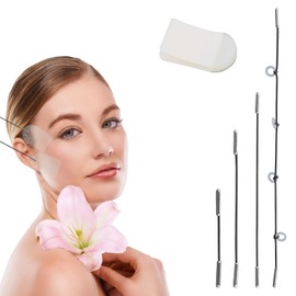 40pcs Face Lift Tapes with 4 Strings, Face Lifting Tape Invisible V-Shaped Skin Tightening Stickers for Nasolabial Folds Double Chin Neck Glabellar Wrinkles (Black)