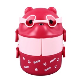 Portable Lunch Box, 2 Layer Containers for School, Work, Camping - Bear Shape, Excellent Heat Insulation, Versatile ()