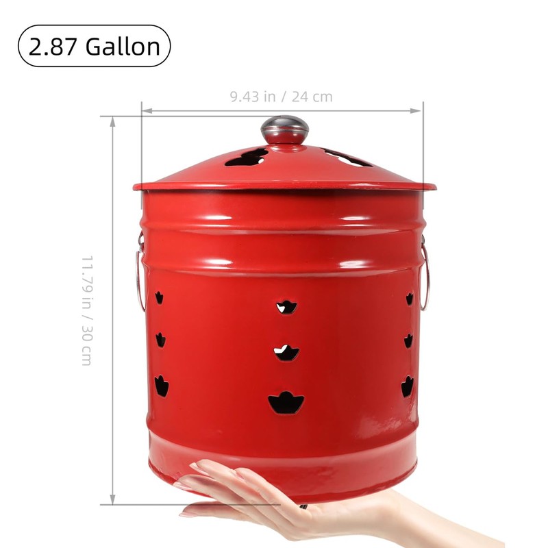 2.87 Gallon Burn Barrel, Metal Burn Can for Paper, 11.7“
