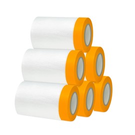 AINIUNIU 6 Rolls of Masking Film Painter, Masking Film Tape Gold Tape Masker with Foil 55 cm x 20 m, Tape Cover Films, Perfect for Outdoor Use for Renovation, Painter's Film, Masking Film Without