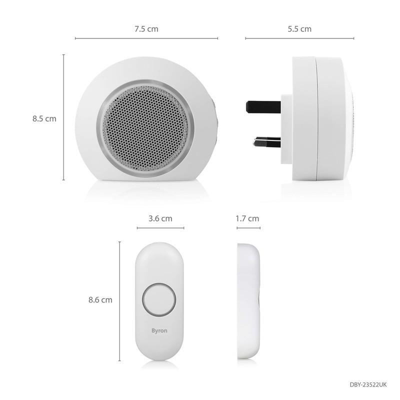 Byron DBY-23522UK Wireless Plug in Doorbell Set, 175 m Range,