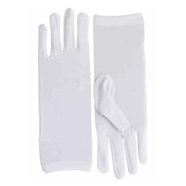 Forum Novelites Short Gloves Maid Butler Santa Magic White Nylon Stretch Comfort Adjusts