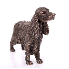 Cocker Spaniel Standing Small Cold Cast Bronze Statue Sculpture Dog Pets Gift Idea H9cm