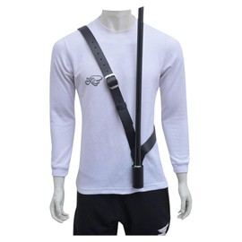 FLAG CROSS BELT HOLDER CARRIER BLACK LEATHER Military Parade POLE HOLSTER ARMY Right shoulder