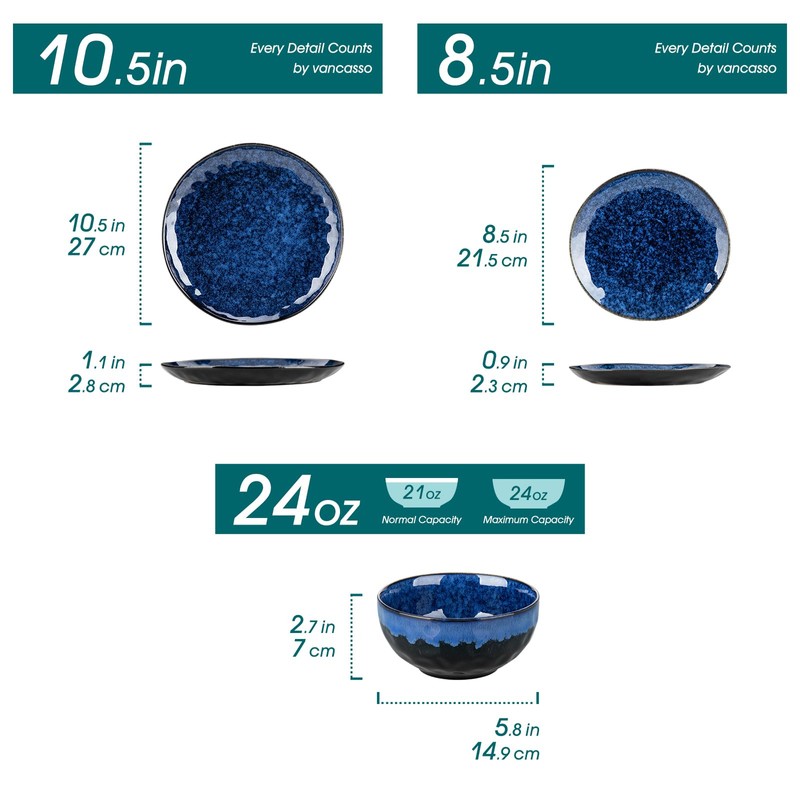 vancasso Starry 12 Pieces Dinnerware Set, Plates and Bowls Set