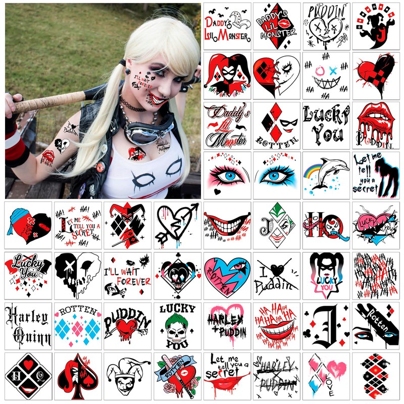 DPKOW Temporary Tattoos Quinn Fake Tattoos for Body Art, Make-up