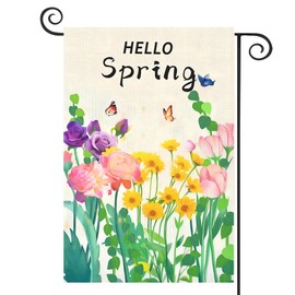 DMERBYL Spring Garden Flag Floral 12x18 Inch Vertical Double Sided Hello Spring Garden Flag for Seasonal Yard Outdoor Decoration