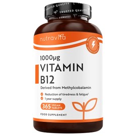 Nutravita Vitamin B12 1000mcg - 365 High Strength Tablets - 1 Year Supply