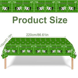 Football Party Tablecloths, Reusable Football Theme Tablecloth for Children's Football Themed Birthday Party Decorations, 220 x 130 cm