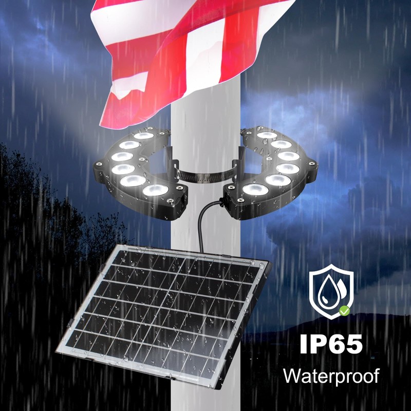 Flag Pole Light Solar Powered 6000K Brightest Solar Flag Pole