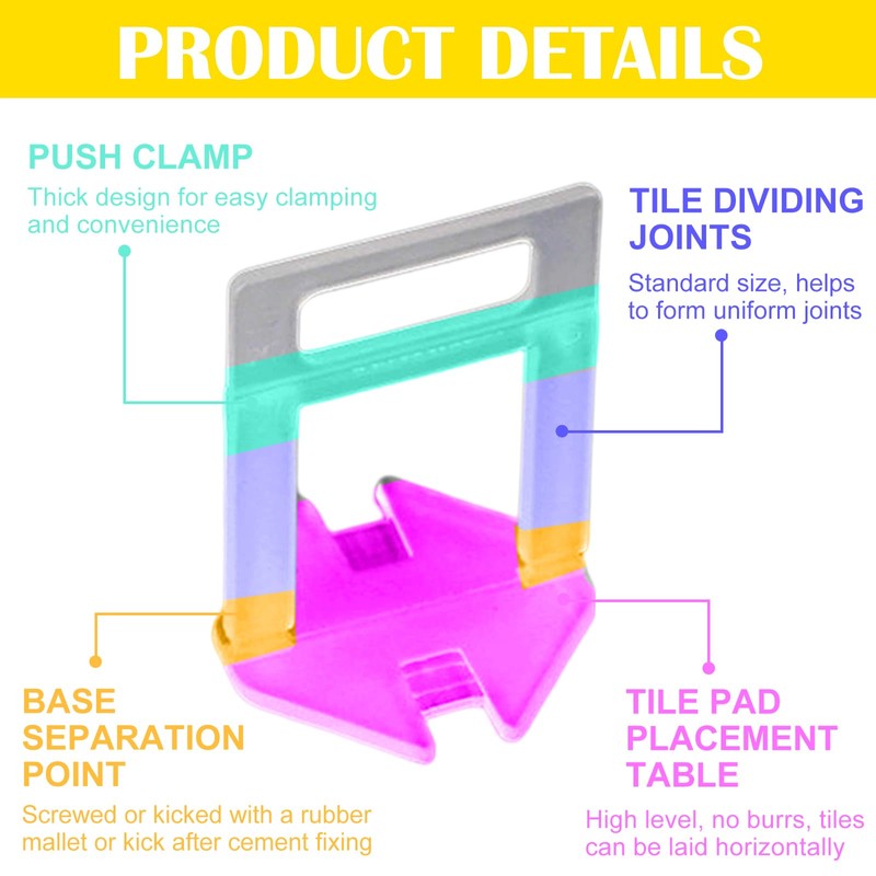 TUAKIMCE 500Pcs Tile Leveling System 2mm,Tile Spacer Clips for Floor