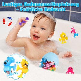 40 Stück Saugnapf Spielzeug, Montessori Spielzeug ab 3 Jahre, Silikon Sensorik Reise Spielzeug mit Dinosauriereier Stressabbau-Spielzeug Autismus Bausteine Geschenke für 4 5 6 7 8 Jahre Jungen Mädchen