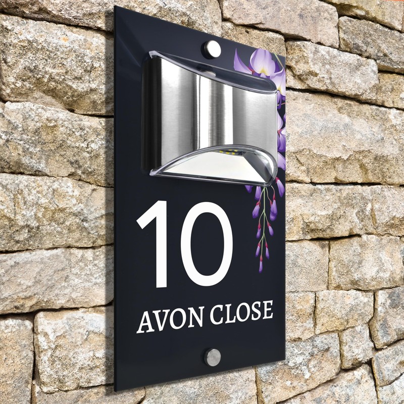 Custom Signs Solar Illuminated Modern Anthracite House Number Sign 24cm
