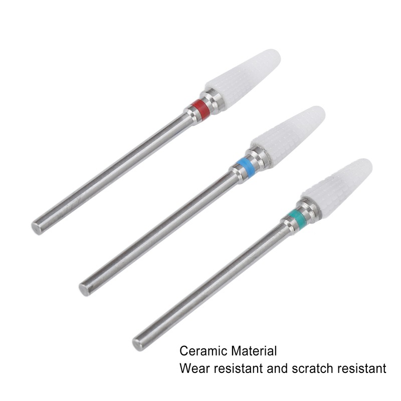 3pcs Ceramic Nail Drill Bit Set Gel Removal Nail Polishing