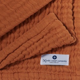 Nordic Coast Baby Blanket Muslin Swaddling Blanket Crawling Blanket Burp Cloth (Cinnamon, 80 x 80 cm)
