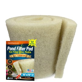 Aquatic Experts Cream COARSE Pond Filter Pad - 2 inch Thick - Bulk Roll Water Garden Filter Pond Media - Made in USA (12 inch by 72 inch)
