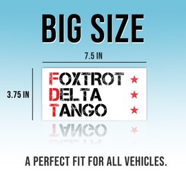 Foxtrot Delta Tango Subtle FDT Feminist Political Anti Not My President Anti Funny Liberal White Joke Humor Vinyl Bumper Sticker for Car Truck, Waterproof UV-Resistant 7.5x3.75in