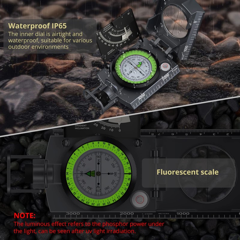 Anbte Professional Military Compass with Carry Bag Multifunctional Compass Sighting