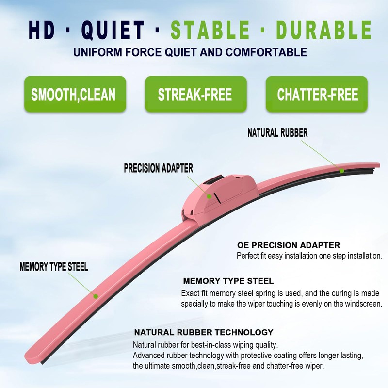 OEM QUALITY 26" + 19" PARRATI Premium All-Season Pink Windshield