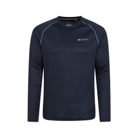 Mountain Warehouse Endurance Mens Top – Long Sleeves, Quick Dry T-Shirt, Highly Breathable Tee, UPF50 Protection Tee Shirt – For, Travelling, Walking, Gym Navy Reflect S