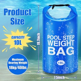 4 Pcs Universal Swimming Pool Step Weights, 500D PVC Waterproof Swimming Pool Ladder Weights Sand Dry Bags Above Gound Pools, 10L Foldable Pool Weights for Steps with Heavy-Duty Nylon and Handle Work