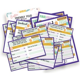 Easter Family Feud Quiz Game, Easter Party Decorations, Easter Party Games, Easter Friendly Feud Quiz, Easter Party Favor, Family Activity, Feud Trivia Quiz, Easter Friendly Feud Card Game-003