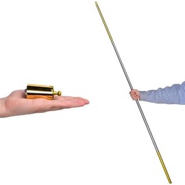 ZQION Metal Appearing Cane/Appearing Cane, Metal Gun Bar, Telescopic Stick, Magic Stick, Stage Magic Tool, Magic Trick Tool (Both Ends are Golden, 5.9 ft (1.5 m)