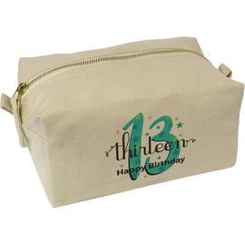 'Happy Birthday Thirteen' Canvas Wash Bag/Makeup Case (CS00038388)