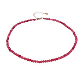 TreasureBay Handmade Womens Girls Beaded Necklace Choker - 4mm Beads Natural Gemstones Healing Crystal Jewellery Necklace (Cherry Pink)