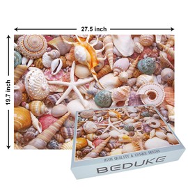 BEDUKE Jigsaw Puzzles for Adults 1000 Pieces Beach Shells 1000 Piece Puzzle Thick Sturdy Precise Interlocking Family Game Age 14+