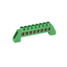 sourcing map Terminal Grounding Bar Screw Block Barrier Brass Strip 8 Positions Green for Electrical Distribution