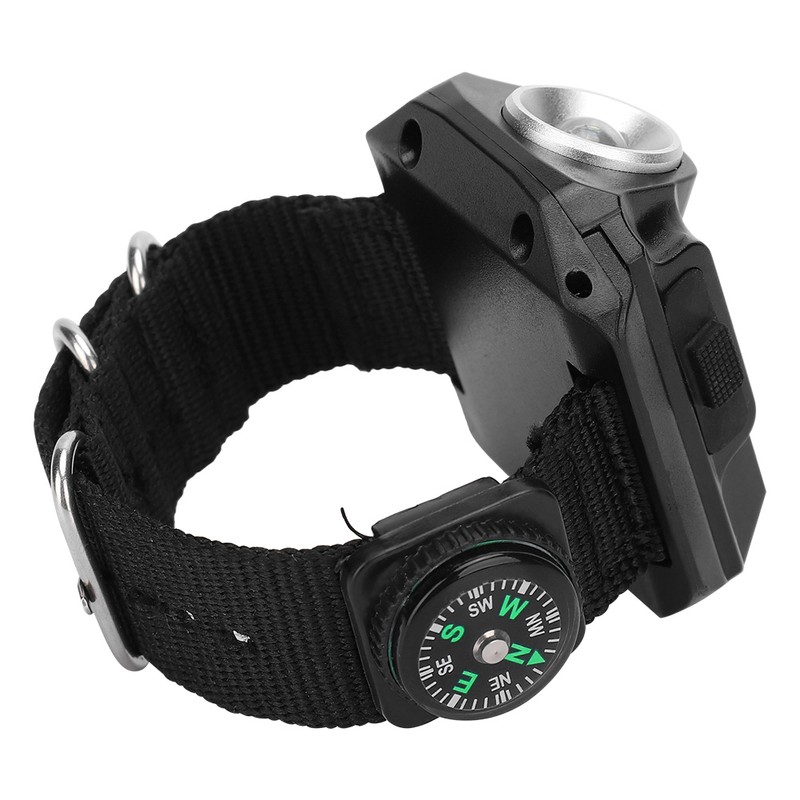 Wrist LED Light Hand Flashlight with Display Electronic Watch MultiFunctional