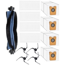 Accessories Kit Compatible with Self-Empty eufy C10 Robot Vacuums Accessories kit, 1 Roller Brush, 4 HEPA Filters, 4 Side Brushes, 4 Dust Bags