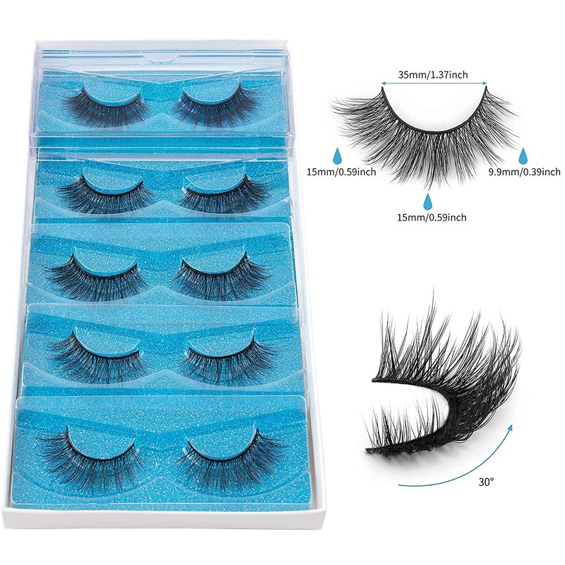 DYSILK False Eyelashes - Mink Eyelashes 5 Pairs 6D Eyelashes