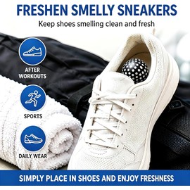 Knixmax - Bolas desodorizantes para zapatos, bolsas de gimnasio, casilleros, ambientadores para autos, bolas desodorantes para botas, desodorizantes para zapatos, 6 paquetes, Fresh Linen, negro y bla