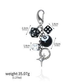 Magic 8 Ball Dice Charm Keychain - y2k Lucky Star Twinkling Stars a Pendant - Ladies and Gentlemen Billiards Players Bag Charms (scriptures)