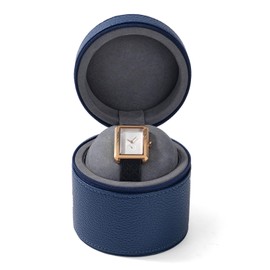 Oirlv Luxury Leather Watch Travel Case Single Watch Case with Removable Pillow(Blue)