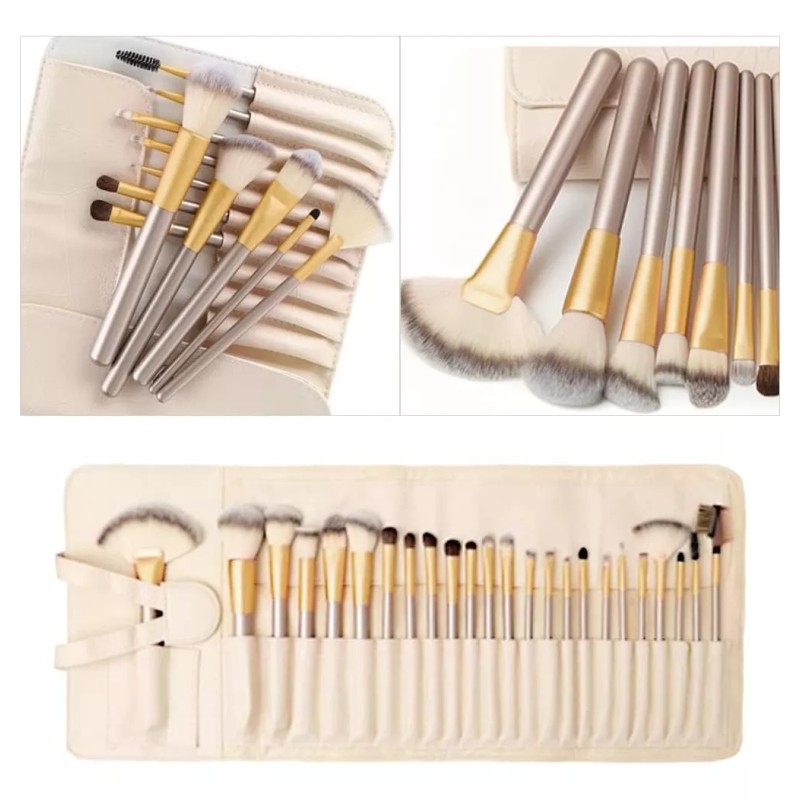 1 Brochas De Maquillaje Profesional 24 Pz Cerdas Sintéticas