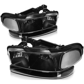 ECCPP Headlight Assembly Pair For GMC Sierra 1500 GMC Yukon 1999-2006 For GMC Sierra 2500 1999-2004 For GMC Sierra 3500 2001-2006 Black Housing Clear Reflector Clear Lens Driver and Passenger Side